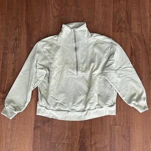 Everlane Women Track Half Zipper Sweatshirt - Size Small - Color Light Green